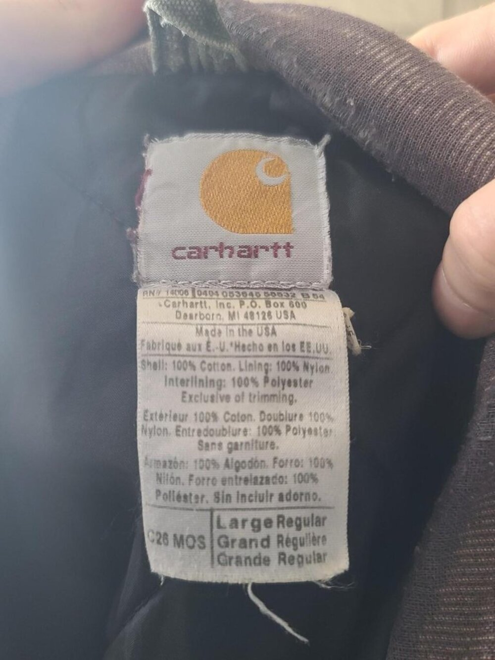 Vintage 'Carhartt' black/grey distressed and faded heavy work quilt lined jacket - Picture 6 of 6